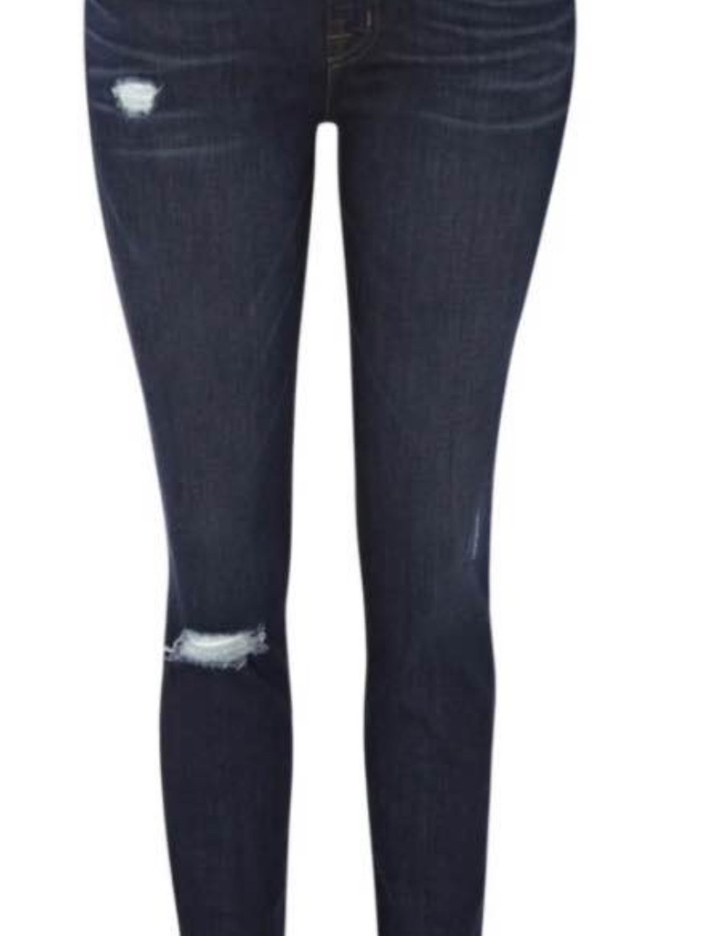 High-Rise Indigo Skinny Jeans with Knee Distressing